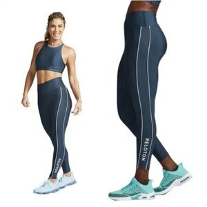 Peloton Women's Dark Blue Tuxedo Stripe Leggings, S